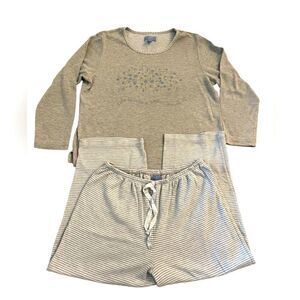 Cabernet Gray Blue floral Cotton 2 pcs Sleepwear Loungewear Capri SZ S